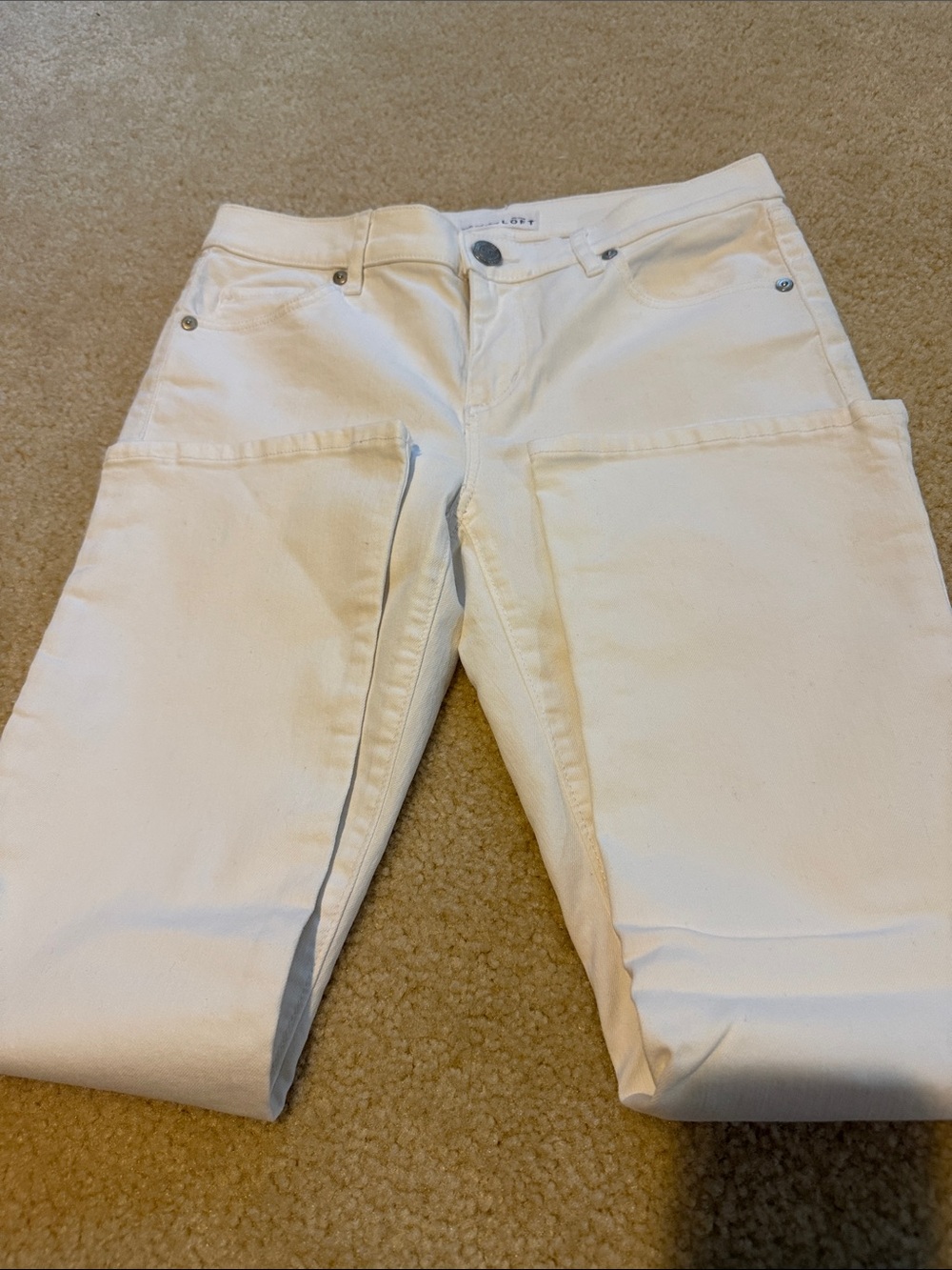 Brand new!!! Loft Women’s White Utility Jeans – Clean Flare Leg size 2